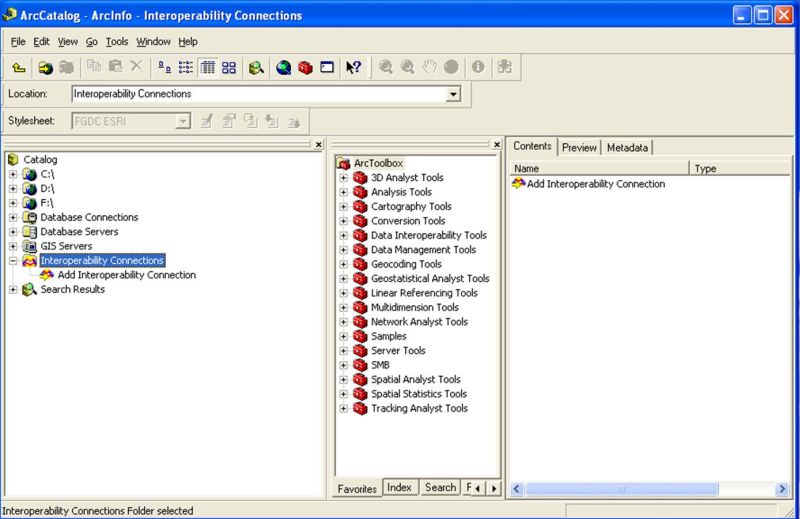 ArcGIS Catalog Window